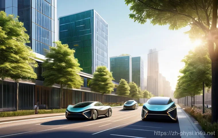 물리학과 지속 가능한 에너지 연구 - **Integrated Solar City:** "A vibrant, high-angle panoramic shot of a near-future city powered b...